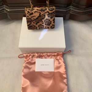 New Amina Muaddi Super Amina Leopard Print Bag